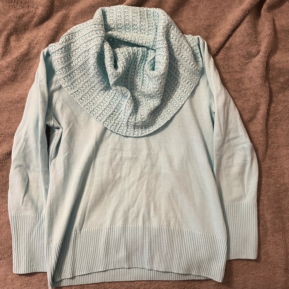 NY&Co light blue cowl neck sweater w/sequins